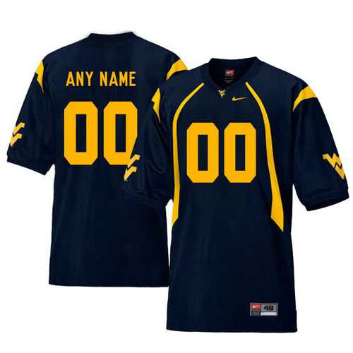 Mens West Virginia Mountaineers Navy Customized College Football Jersey->customized ncaa jersey->Custom Jersey
